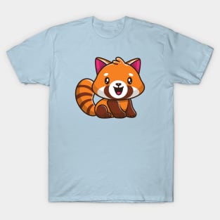 Cute Red Panda Sitting Cartoon T-Shirt